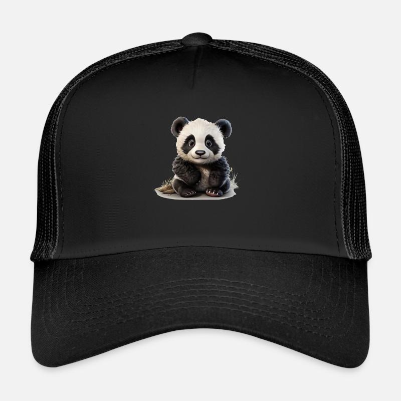 Putziger kleiner Pandabär - Trucker Cap - Schwarz/Schwarz