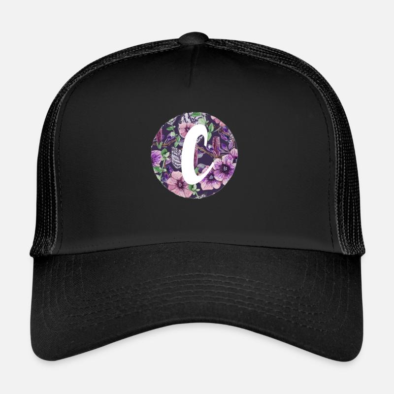 Buchstabe C - Trucker Cap - Schwarz/Schwarz