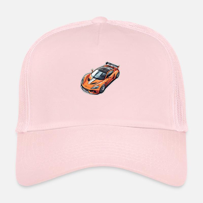 Machine de course orange / Voiture de sport Casquette trucker 