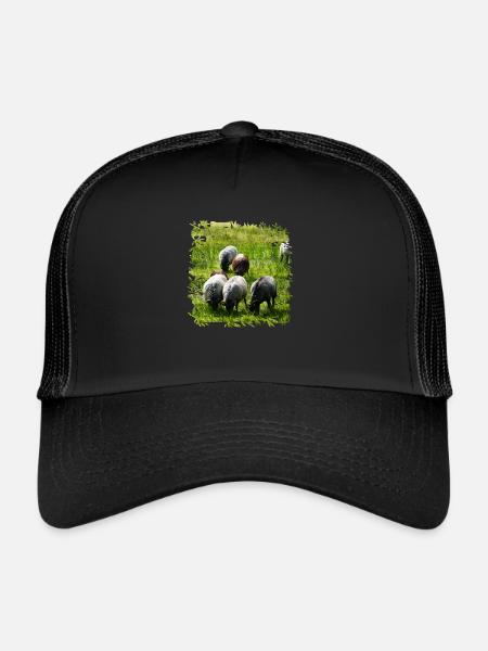 Les Heidschnucken sont une vieille race de moutons - Casquette trucker  - noir/noir - Devant
