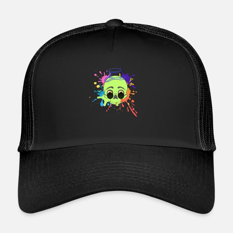 Crâne d’éclaboussure - Casquette trucker - noir/noir