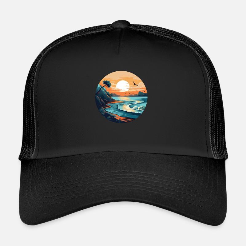Coucher de soleil sur l’océan Casquette trucker 
