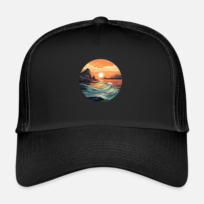 Coucher de soleil le matin Casquette trucker 