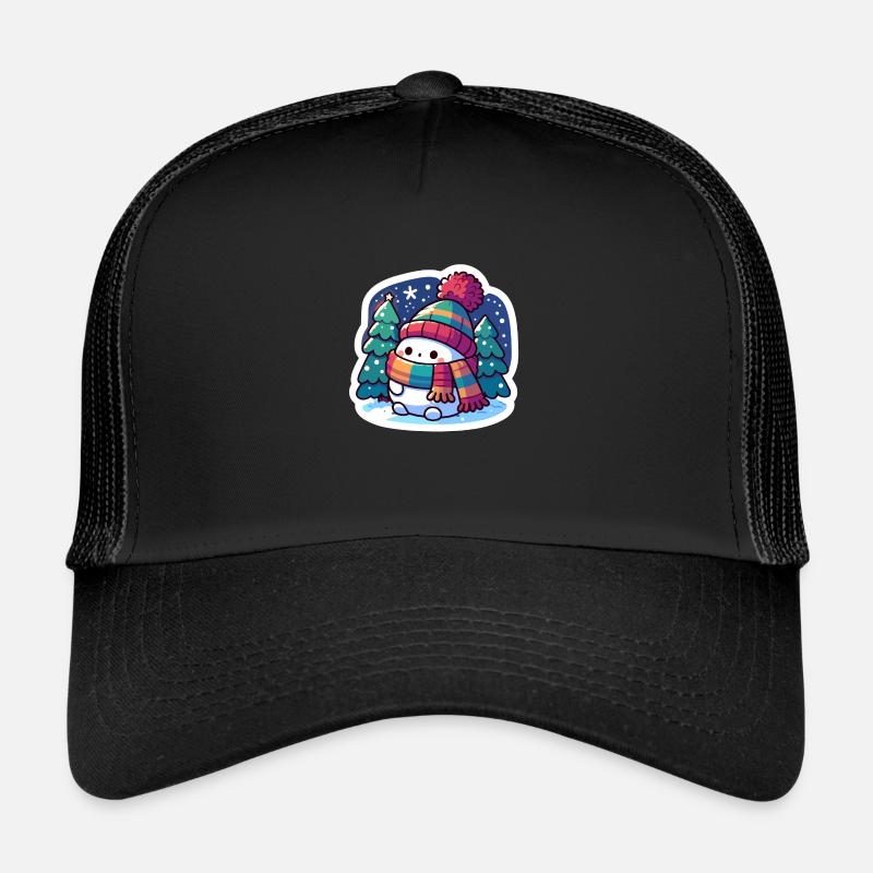 Lebendiger Schneemann: Verspielte Winterwunderland-Kunst Trucker Cap