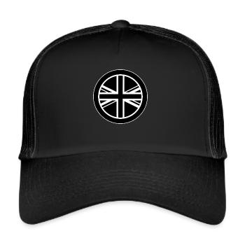 round UK Union Jack flag black White outline mod - Trucker Cap - black/black - Front