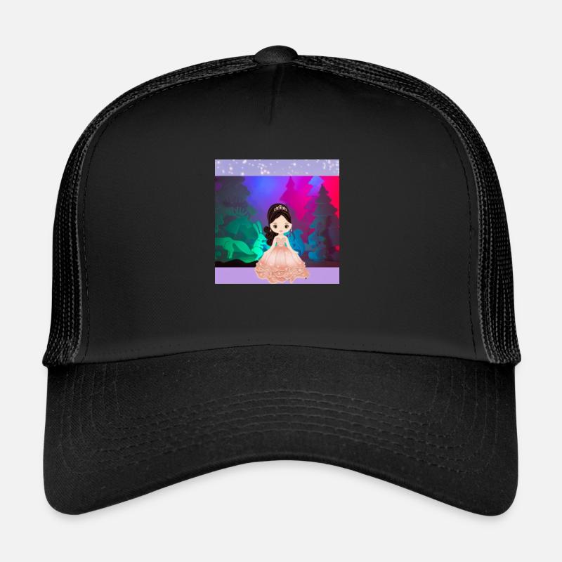 Brunette Princess with Castle Trucker Cap