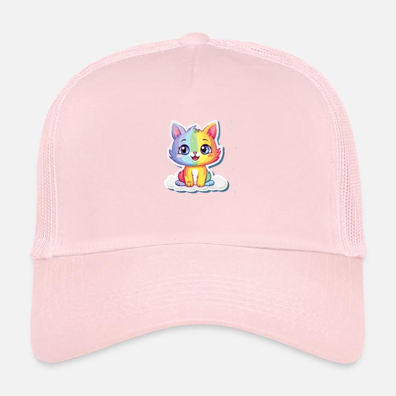 Art mignon de chaton arc-en-ciel | Décor de chambre d’enfant Casquette trucker 