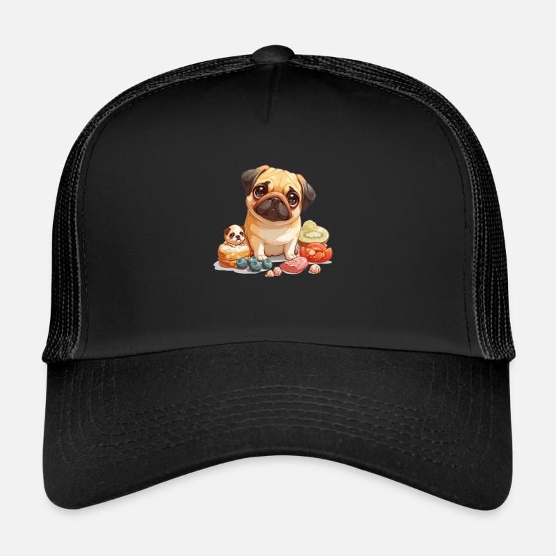 Niedlicher kleiner Mops - Trucker Cap - Schwarz/Schwarz