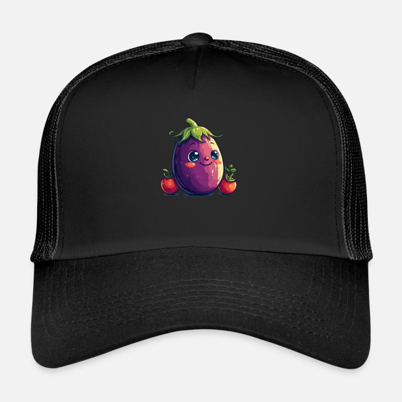 Eggplant Comic Face Trucker Cap