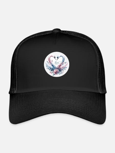 Cygne : L'amour tendre - Casquette trucker  - noir/noir - Devant