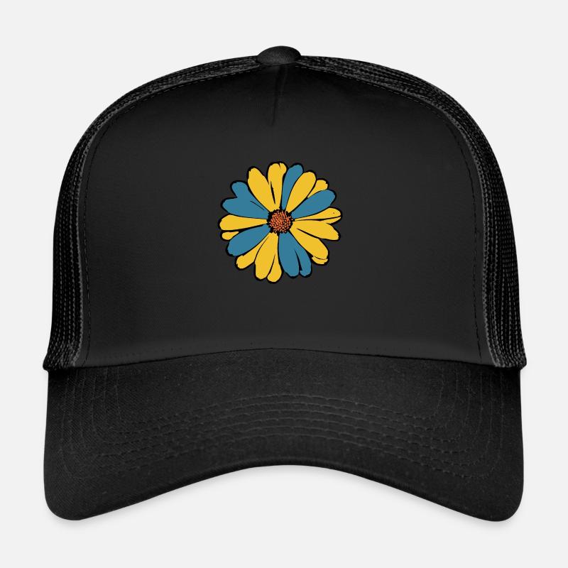Blume dunkelblau blaue Blume Blumen blau-gelb Trucker Cap