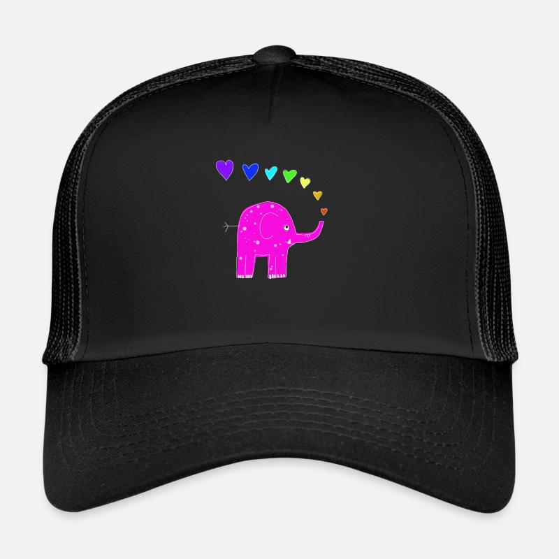 Regenbogenelefant - Trucker Cap - Schwarz/Schwarz