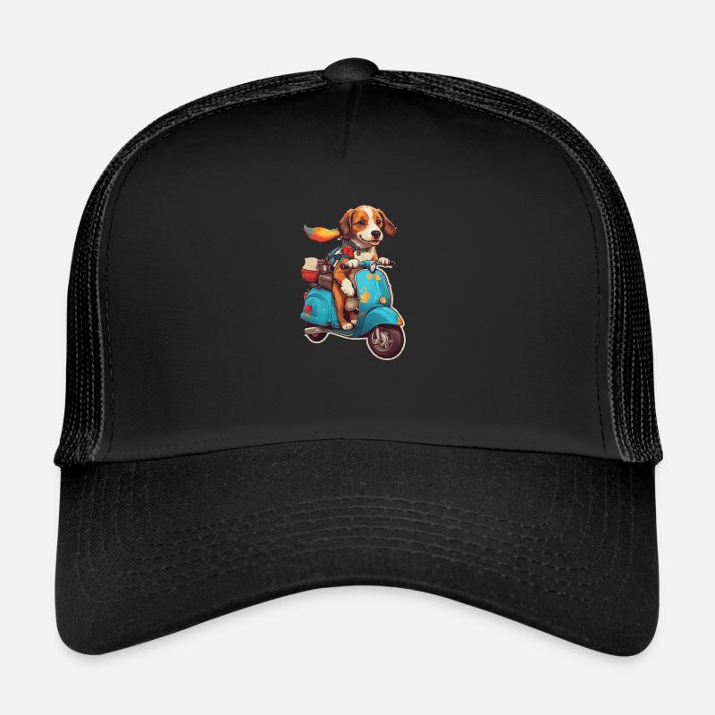 Chien sur une trottinette Casquette trucker 