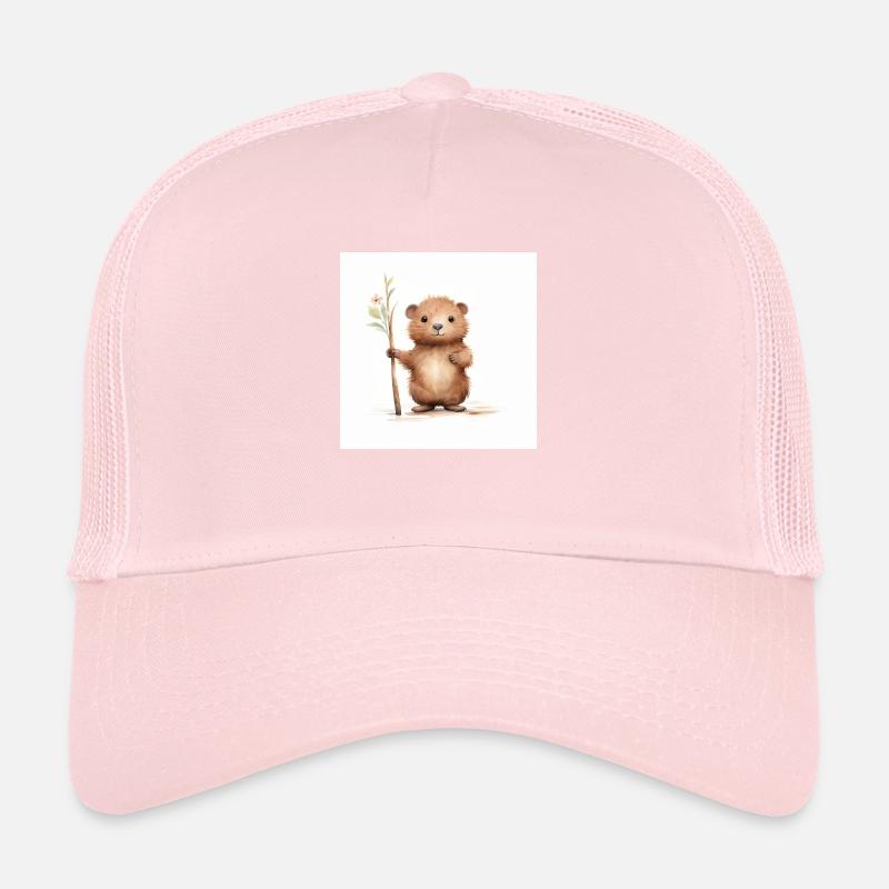 Clipart de Castor Mignon avec Bâton Casquette trucker 