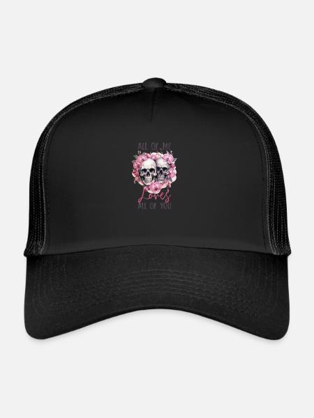 Tout de moi vous aime tous Squelettes de la Saint-Valentin - Casquette trucker  - noir/noir - Devant