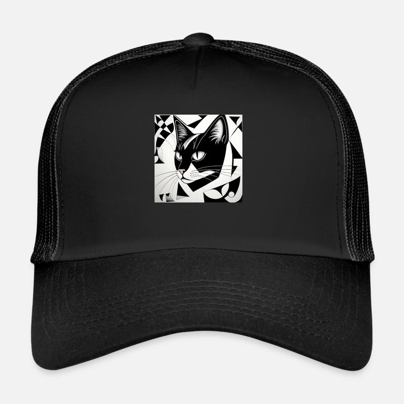 Cat: Cubist Black & White Trucker Cap