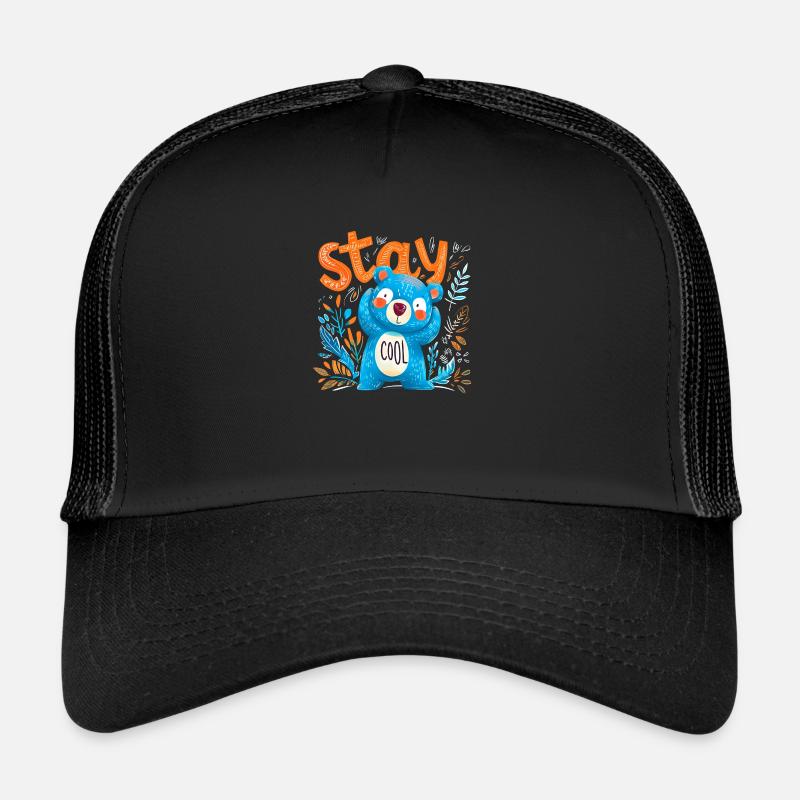 Stay Cool süßer lässiger Bär zum knuddeln - Trucker Cap - Schwarz/Schwarz