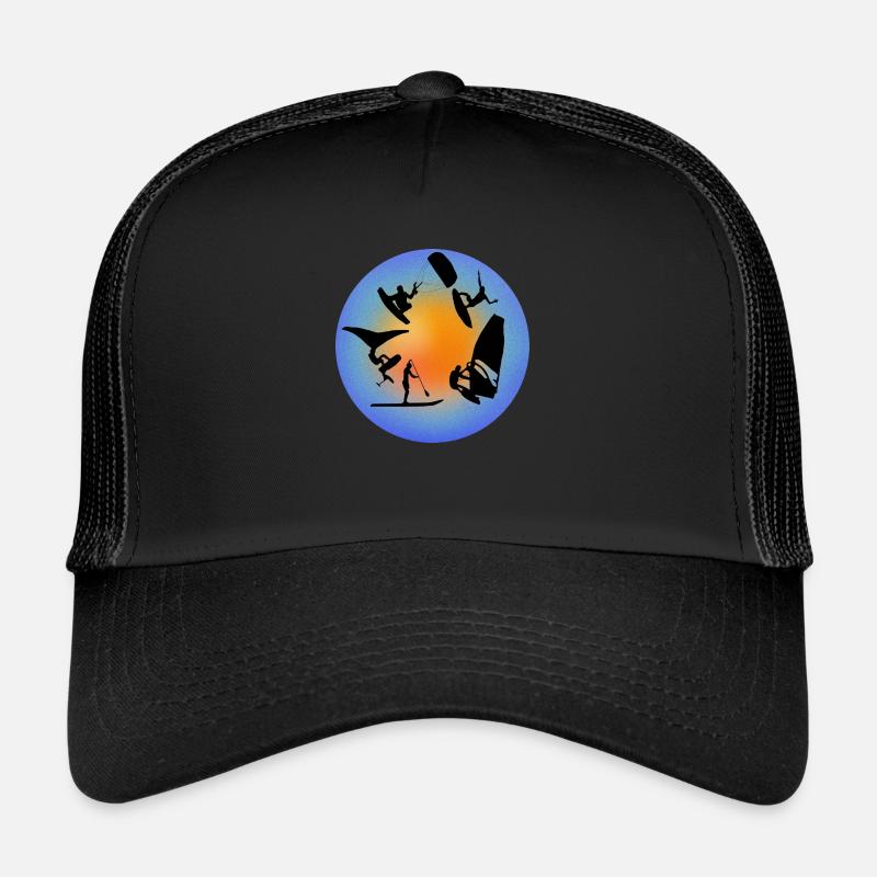 Rond jaune bleu grain wing wind kite - Casquette trucker  - noir/noir