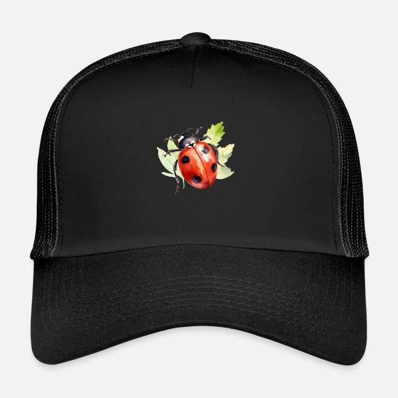Ladybug Watercolor - Trucker Cap - black/black