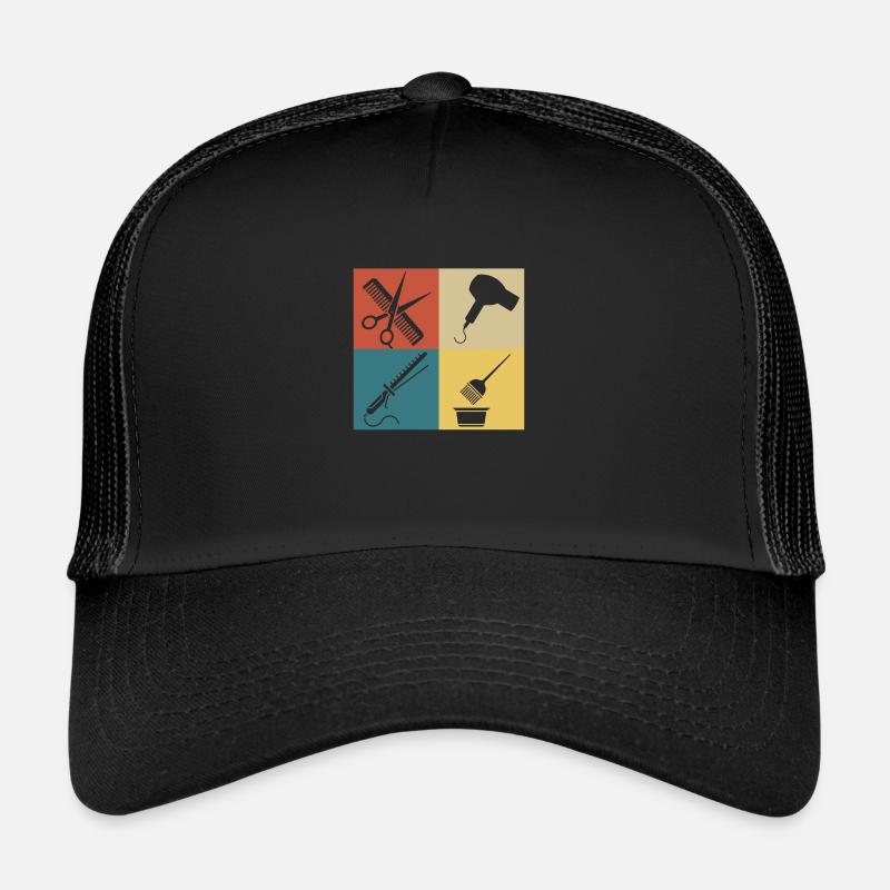 Coiffeur vintage rétro - Casquette trucker  - noir/noir