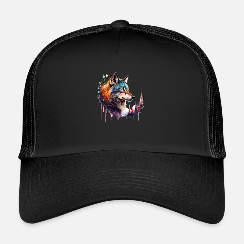 Wolfsglanz: Majestätischer Wolfskopf Trucker Cap