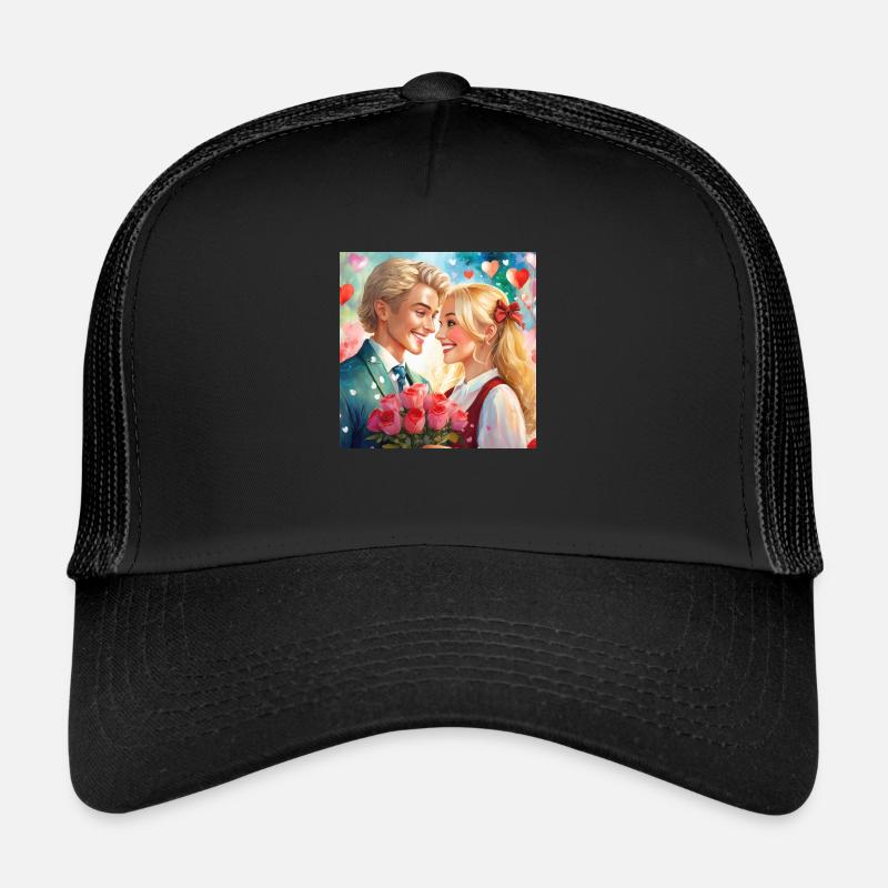 Verliebt sein, ist schön - Trucker Cap - Schwarz/Schwarz