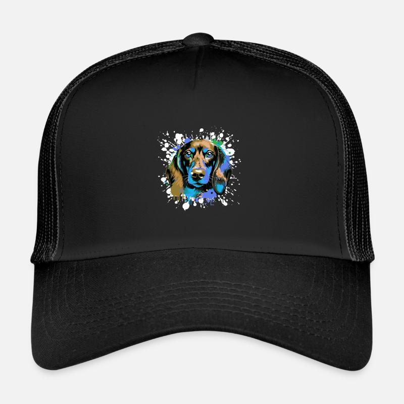 Teckel Tête De Chien Portrait Teckel Coloré Casquette trucker 