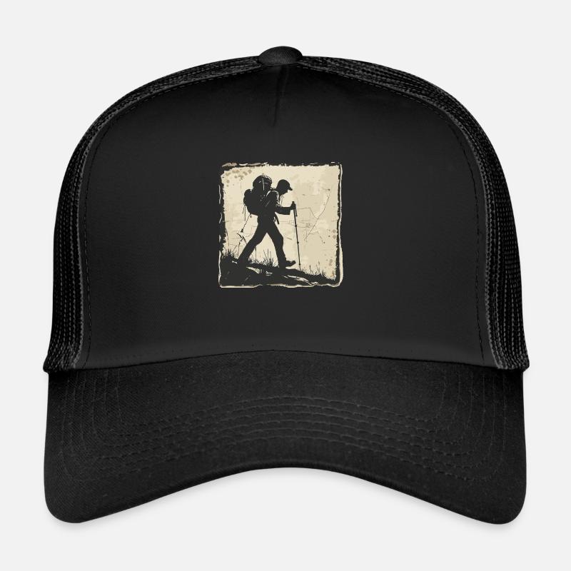 Hiking, Hiking, Mountains, Nature, Camping, Summit, Alps - Trucker Cap - black/black