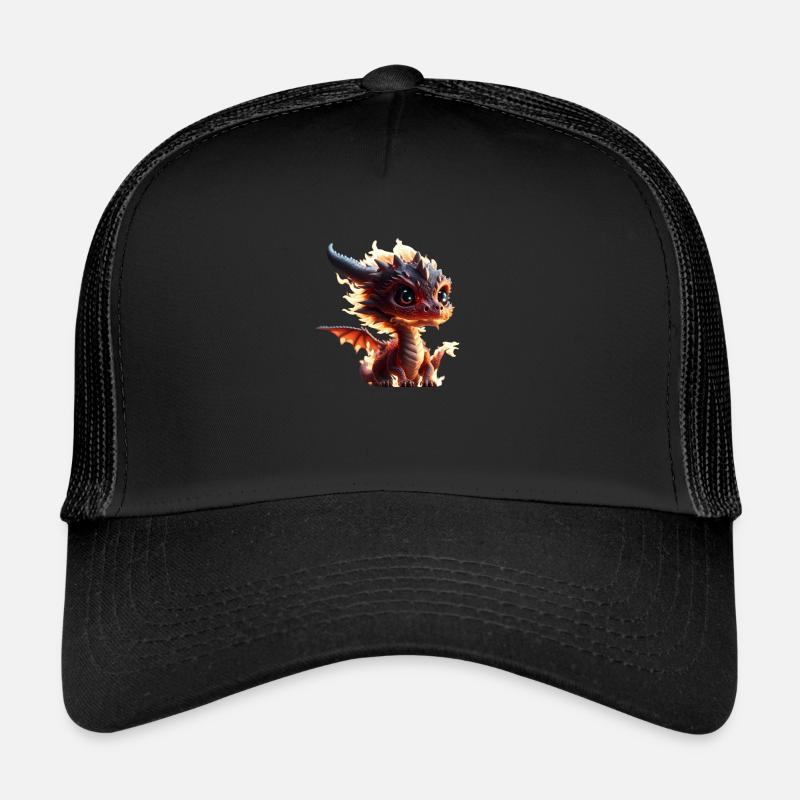 Kleiner süßer Drache - Trucker Cap - Schwarz/Schwarz