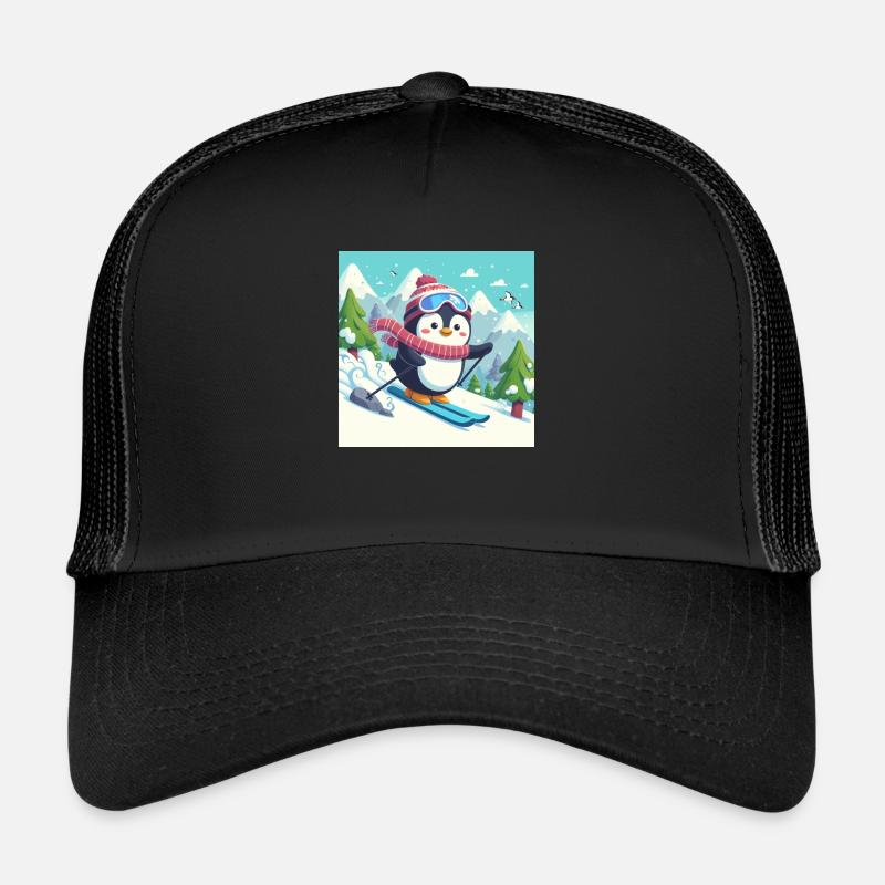 Ski-Pinguin - Trucker Cap - Schwarz/Schwarz