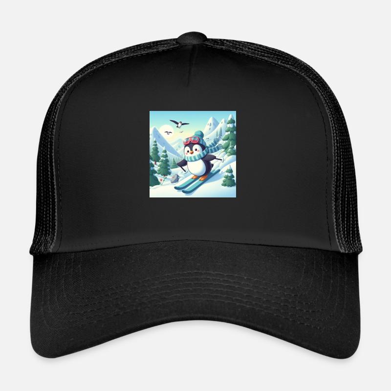 Ski-Pinguin - Trucker Cap - Schwarz/Schwarz