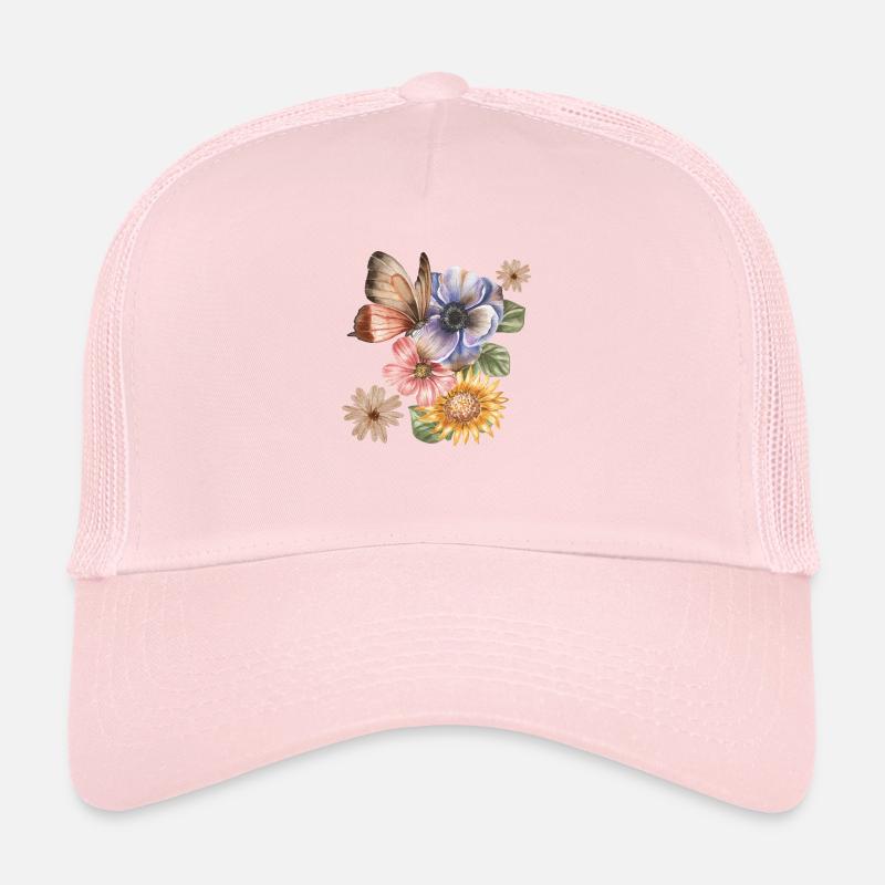 FLOWERS & BUTTERFLY Trucker Cap
