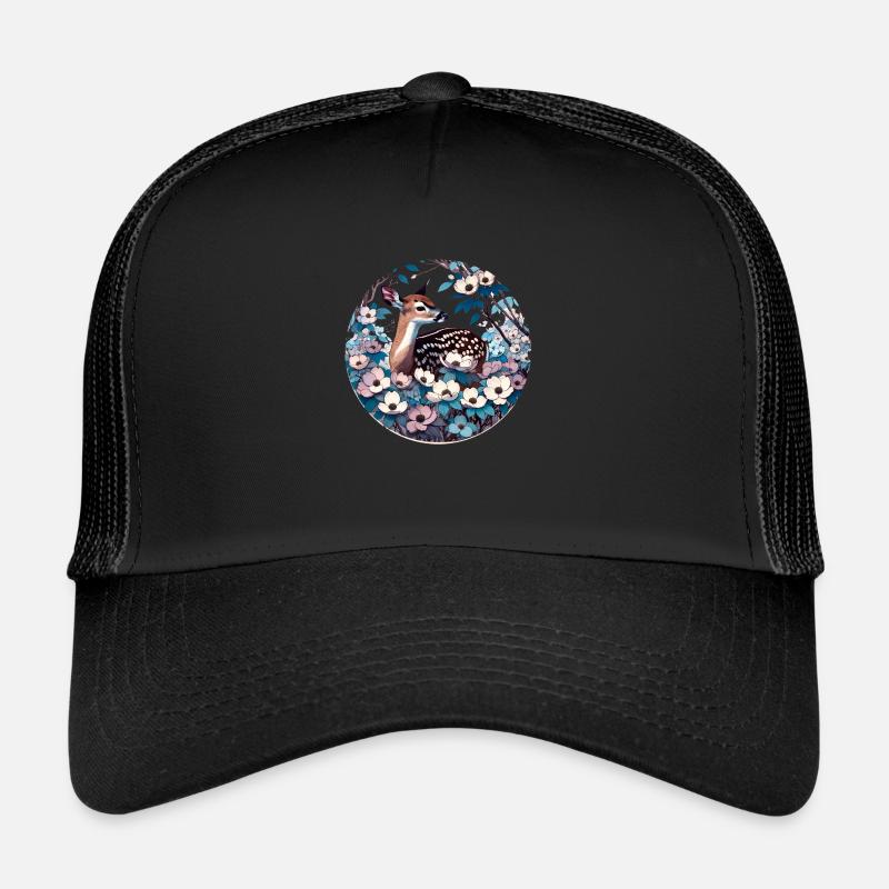 Rehkitz im Hartriegel - Trucker Cap - Schwarz/Schwarz