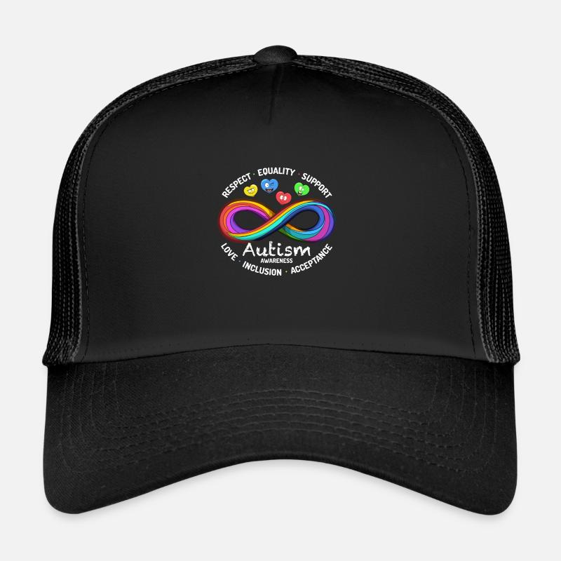 Autismus-Bewusstseins-Karikatur - Trucker Cap - Schwarz/Schwarz