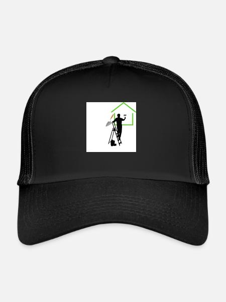 Homme sur escabeau - Casquette trucker  - noir/noir - Devant