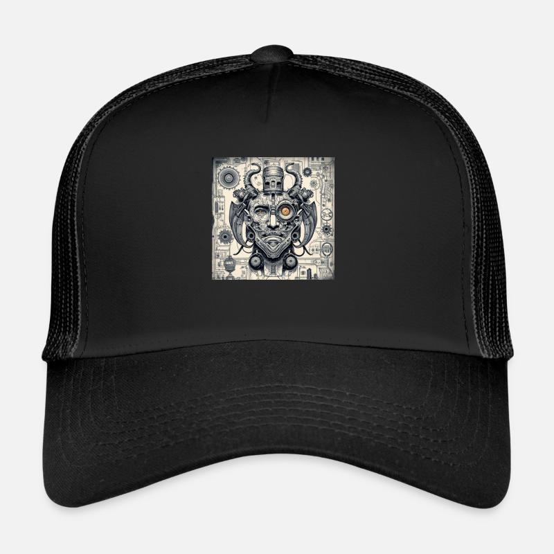 demon style cyborg steampunk cyberpunk Trucker Cap