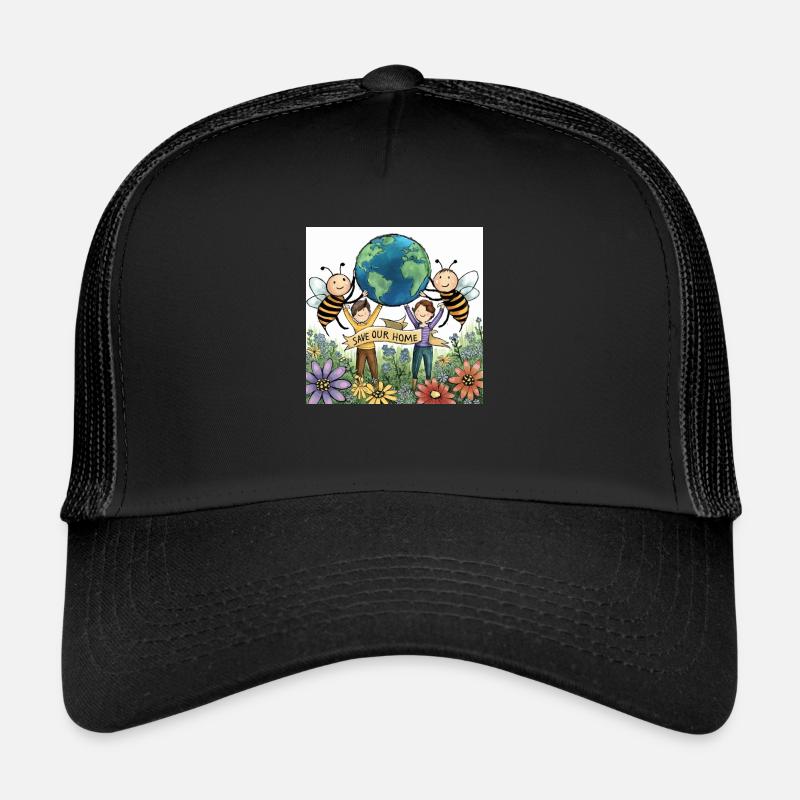Bees and humans for our planet - Trucker Cap - black/black