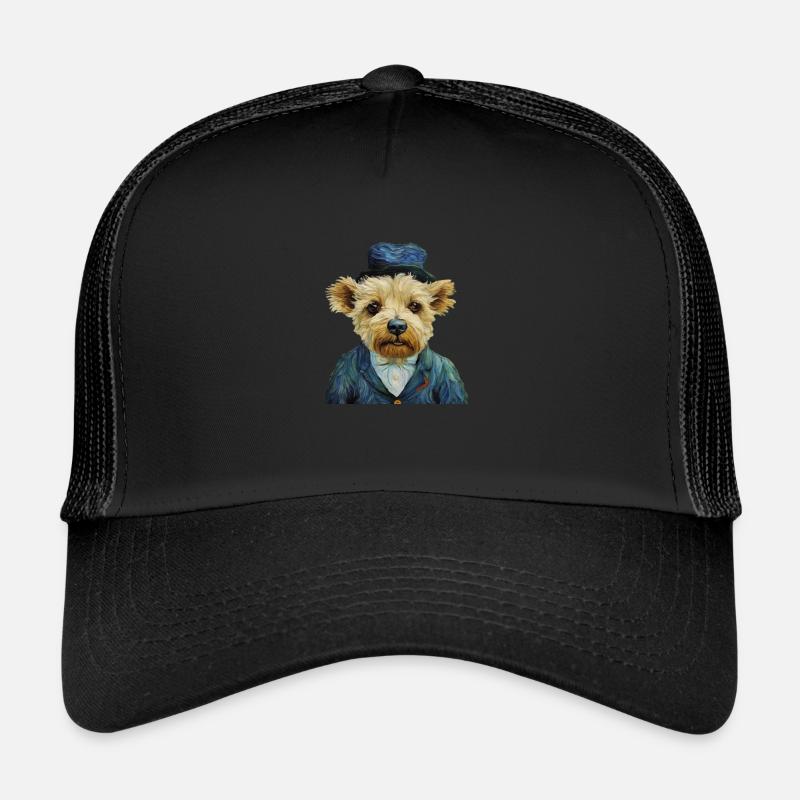 Büste eines Hundes im Kostüm - Trucker Cap - Schwarz/Schwarz
