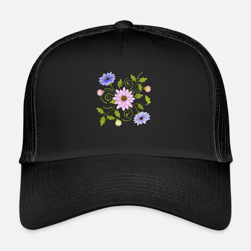 Blumen - Trucker Cap - Schwarz/Schwarz