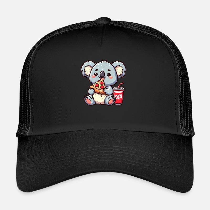 Cute Koala Bear Eats Pizza - Trucker Cap - black/black