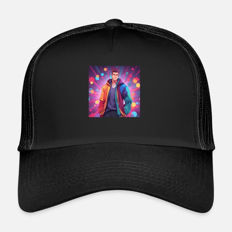 Colorful anime boy - Trucker Cap - black/black