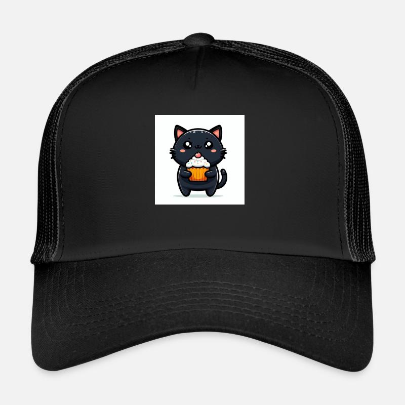 Sweet Kitty Black assis avec Cupcake Casquette trucker 