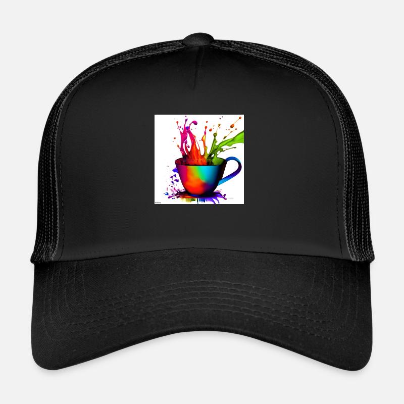 Coffee cups colorful 26 - Trucker Cap - black/black