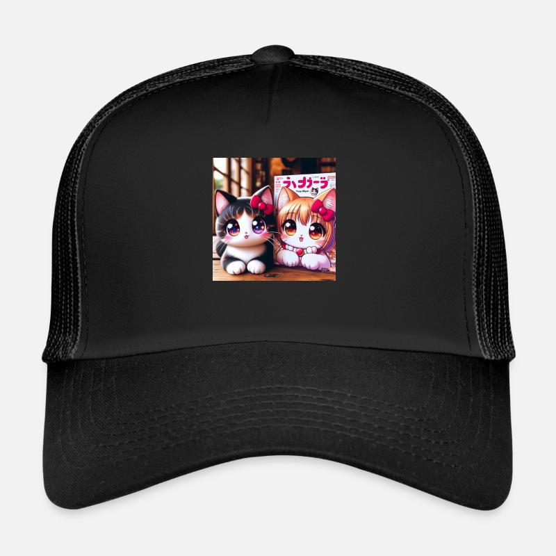 Manga Cat - Trucker Cap - black/black