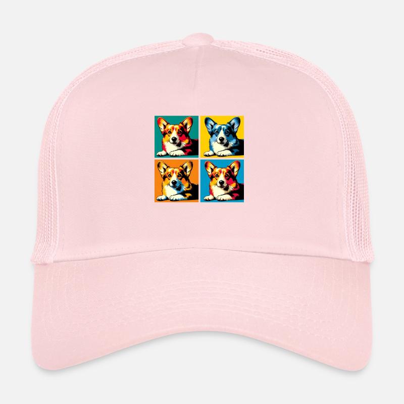 Pop Pembroke Welsh Corgi Dog Portrait Trucker Cap