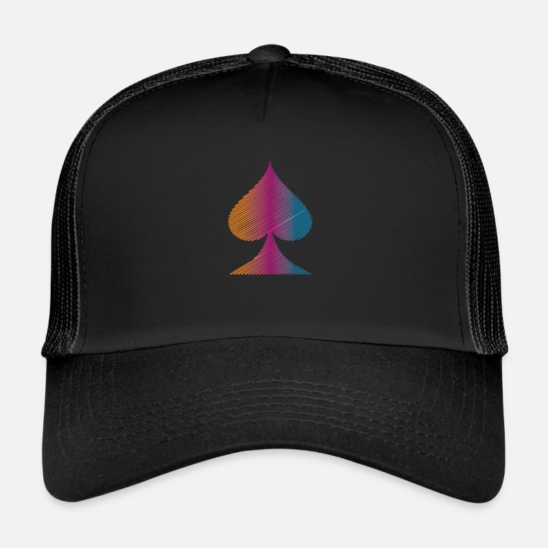 Buntes Poker Pik - Trucker Cap - Schwarz/Schwarz
