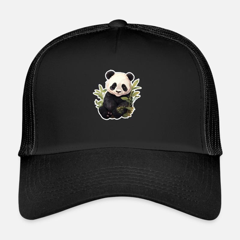 Pandabär - Trucker Cap - Schwarz/Schwarz