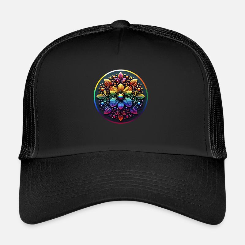 Fleur arc-en-ciel mécanique 2 Casquette trucker 