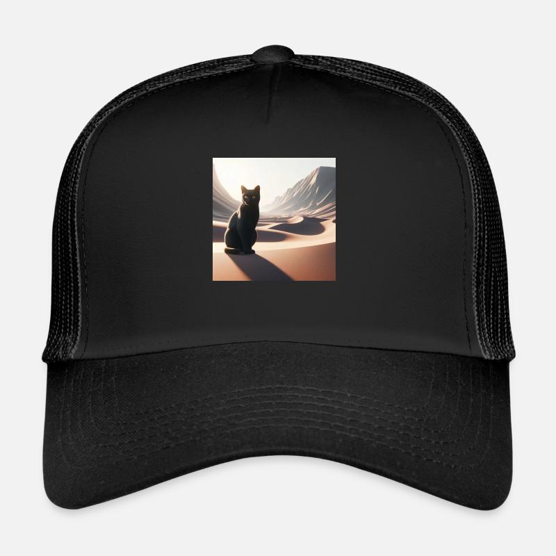 Eine echte Katze in der Wüste 4 - Trucker Cap - Schwarz/Schwarz