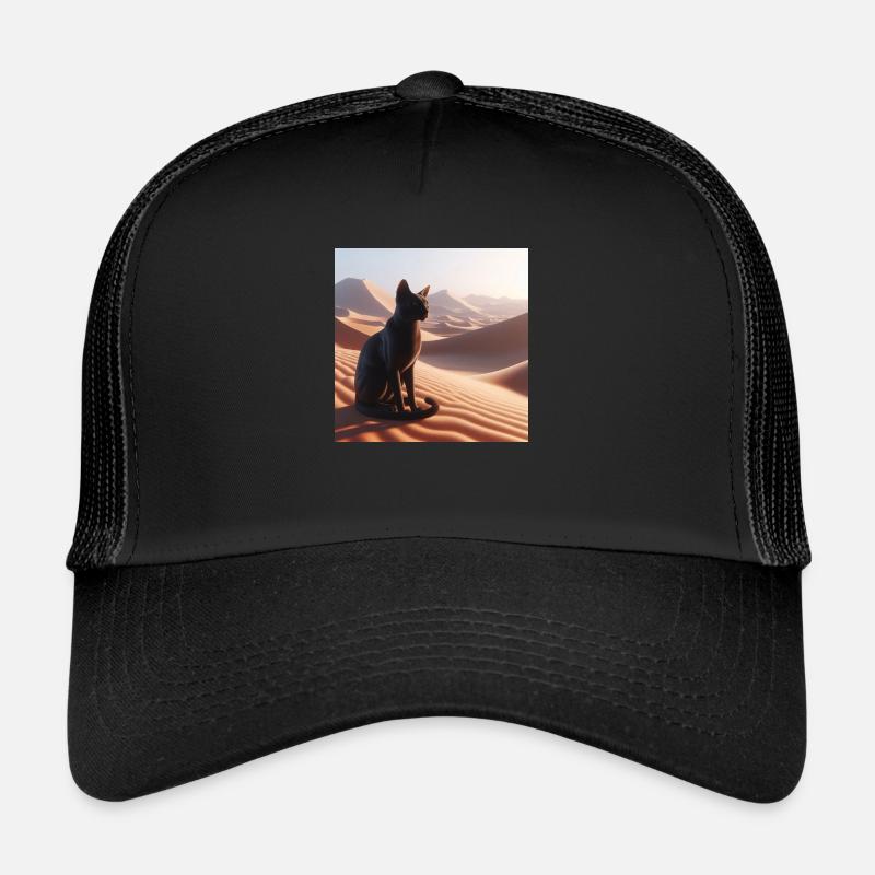 Eine echte Katze in der Wüste 1 - Trucker Cap - Schwarz/Schwarz